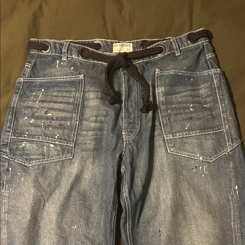 We The Free Moxie Dark Blue Wide Leg Jeans - Picture 7 of 13